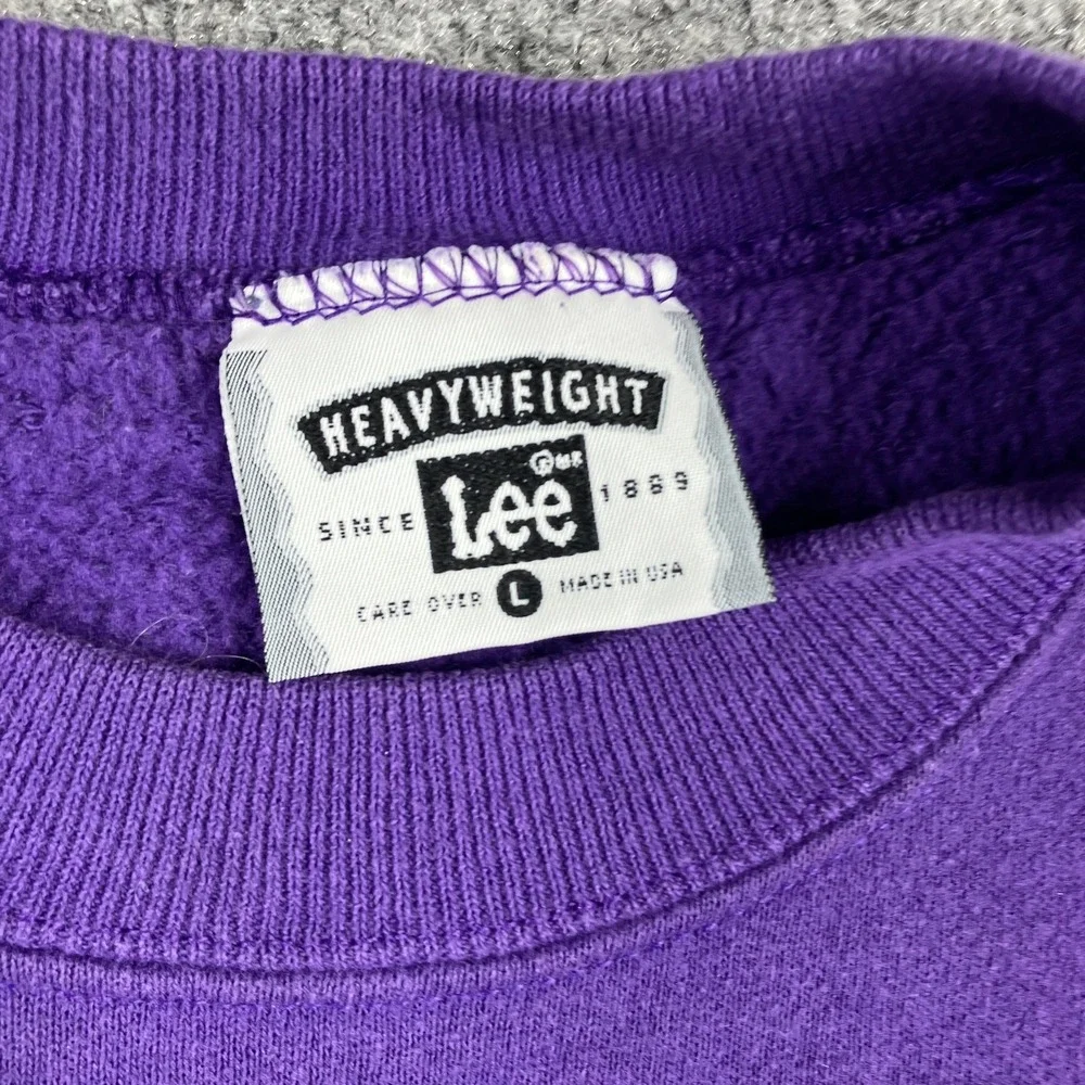 Lee Heavyweight Sweatshirt Mens Large Purple‎ Wolf Woodstock Graphic Crewneck